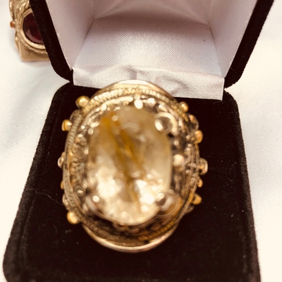 Crystal, bronze and German silver ring.